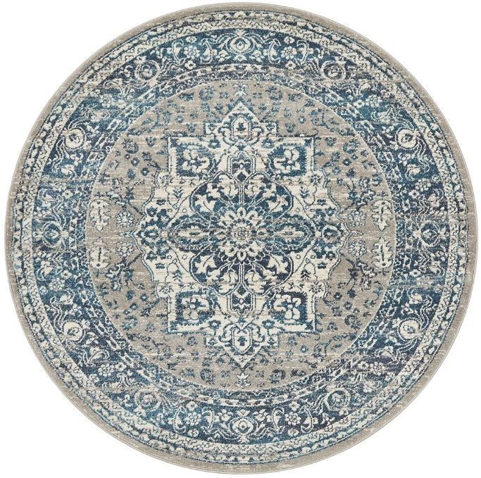 Babylon 207 Blue Round by Rug Culture-150X150CM - ROUND